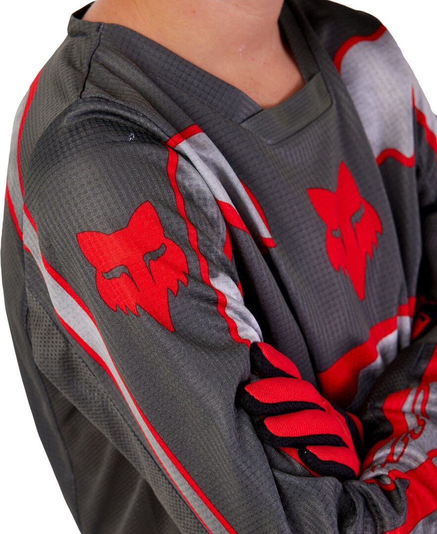 Side view of FOX 180 Atlas Youth Motocross Jersey, grey-red, Size XL