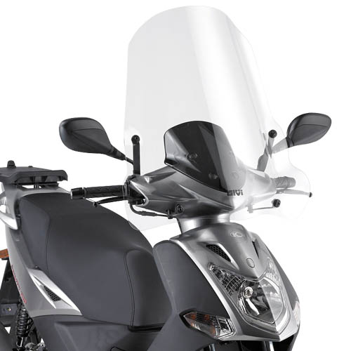 Pare-brise GIVI transparent, >550 mm de haut, 640 mm de large pour Kymco Agility 50-125-150-200 R16 (08-21) Pare-brise