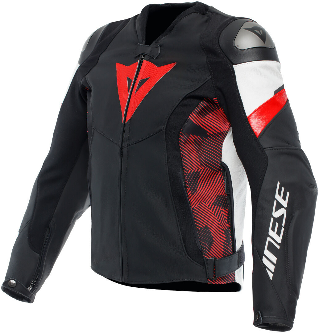 Dainese Avro 5 Мотоциклетная кожаная куртка Черный/Красный/Белый 46 