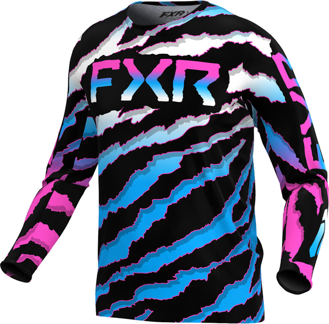 FXR Podium 2024 Maillot de motocross, noir-rose-bleu, taille 2XL pour Hommes
