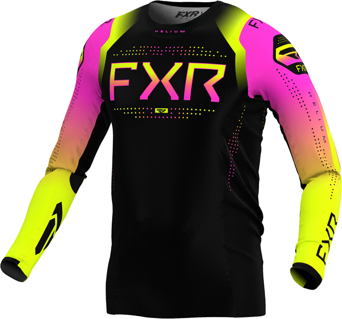 FXR Helium 2024 Youth Maillot de motocross, noir-rose-jaune, taille XL
