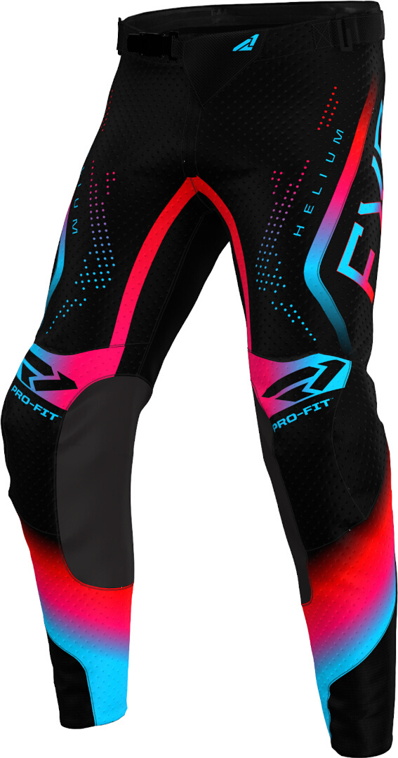 FXR Helium 2024 Pantalon de motocross, noir-rouge-bleu, taille 38 pour Hommes
