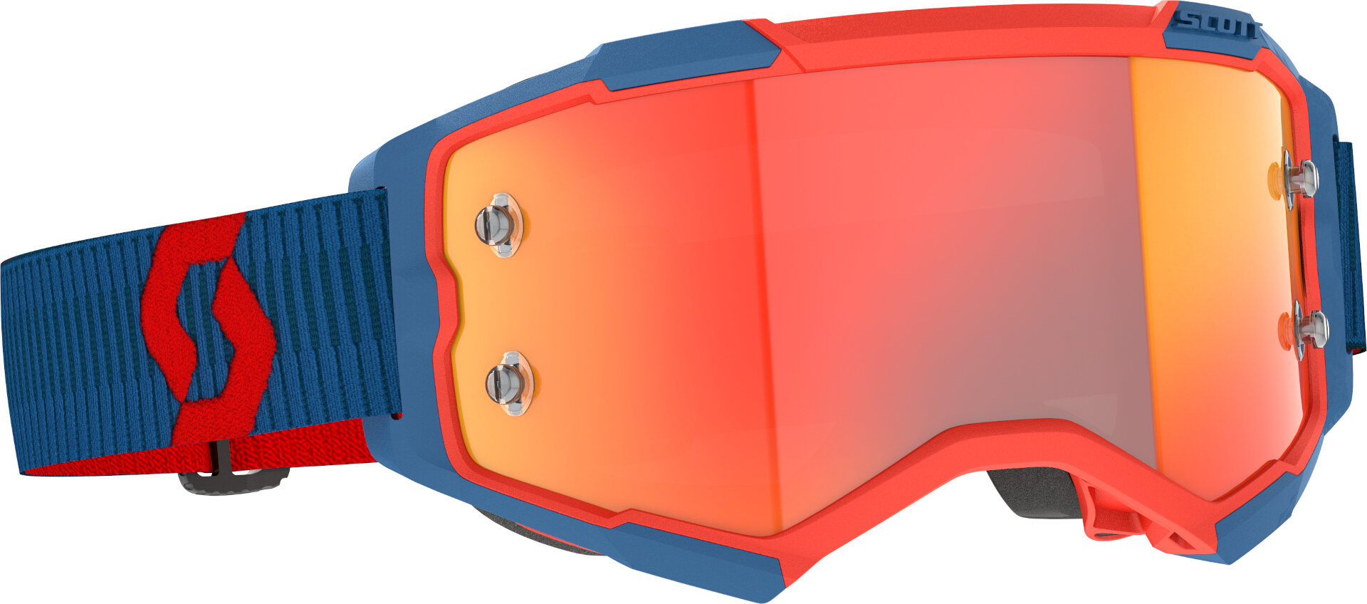 Scott Men's Red Blue Fury Chrome Dark Motocross Goggles, Red-Blue For