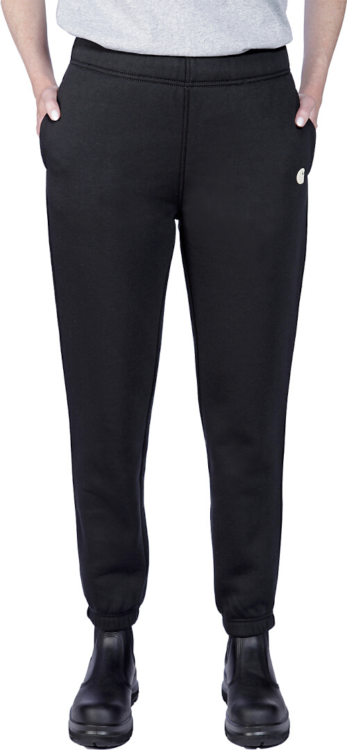 Side view of Carhartt Relaxed Fit Fleece Ladies Sweatpants, black, Size XL for Women