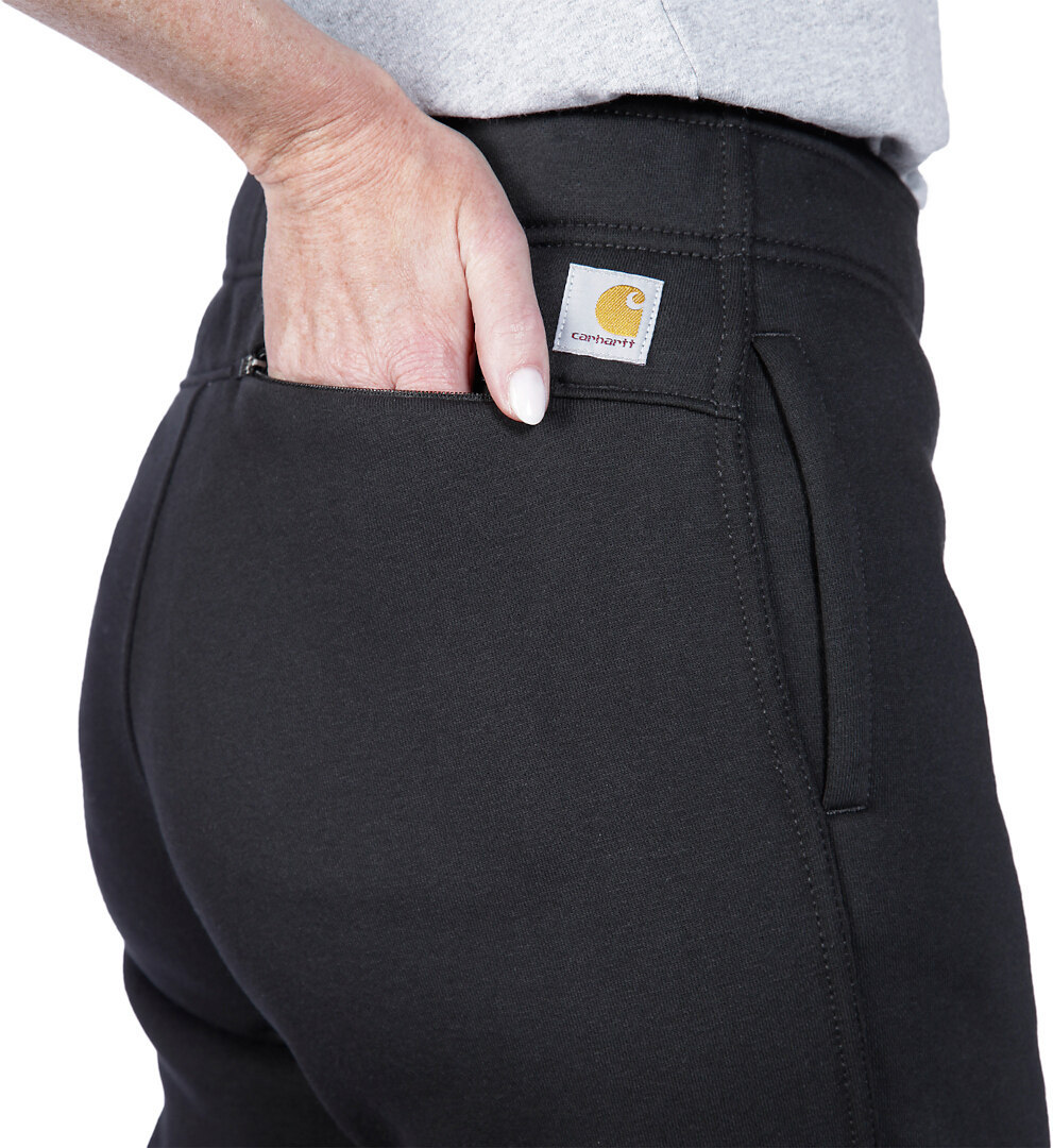 Side view of Carhartt Relaxed Fit Fleece Ladies Sweatpants, black, Size XL for Women