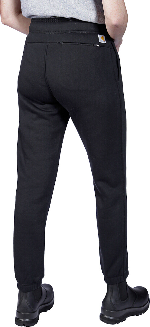 Side view of Carhartt Relaxed Fit Fleece Ladies Sweatpants, black, Size XL for Women