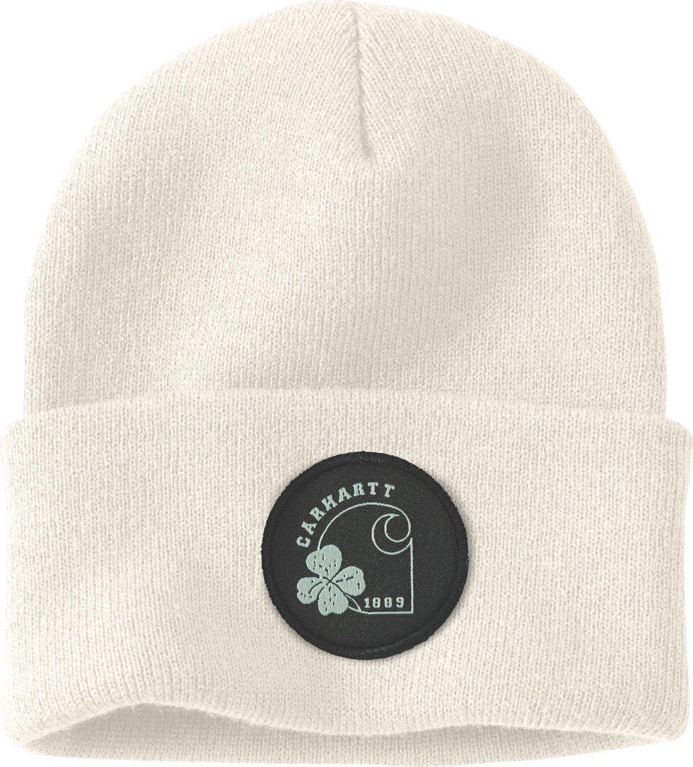 Carhartt Knit Shamrock Patch Beanie, blanc