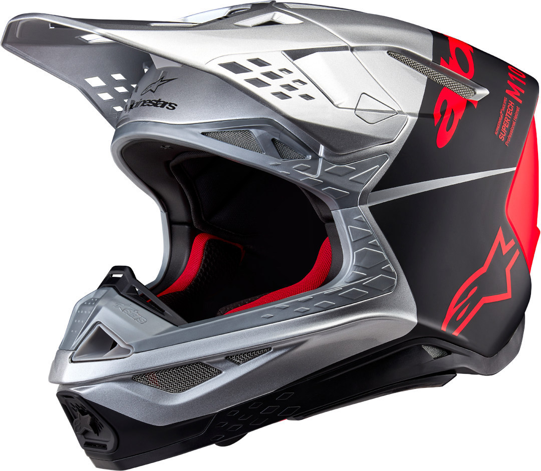 Alpinestars Supertech S-M10 Flood 2024 Шлем для мотокросса Черный/Серебристый/Красный XS (53/54) 