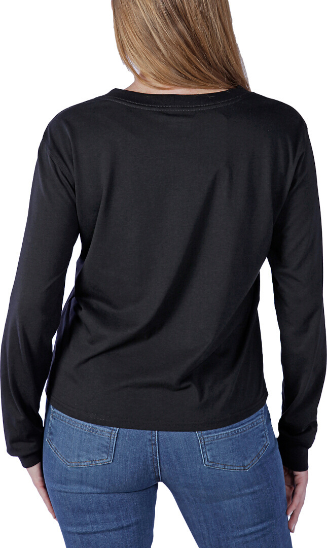 Side view of Carhartt Relaxed Fit Lightweight Pocket Ladies Long Sleeve Shirt, black, Size XL for Women