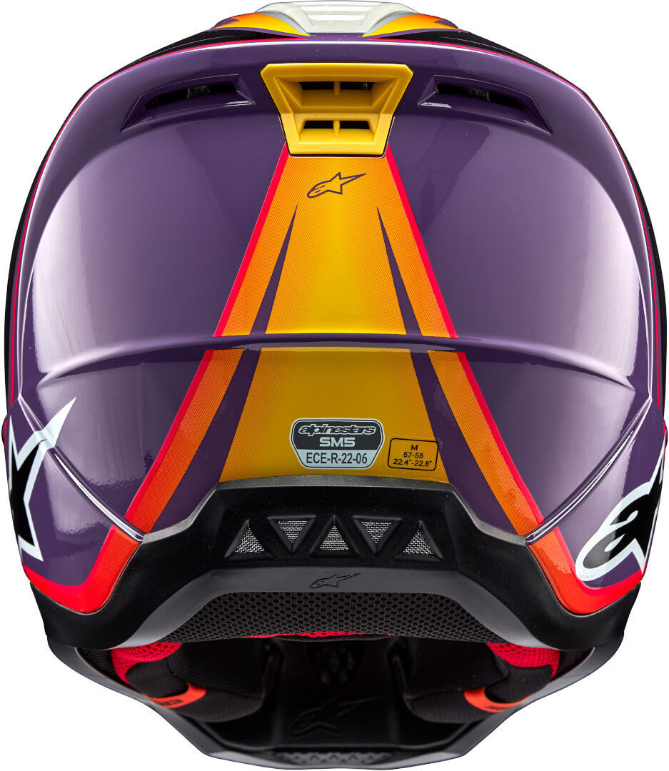 Side view of Alpinestars S-M5 Sail 2024 Motocross Helmet, black-purple-silver, Size S for Men