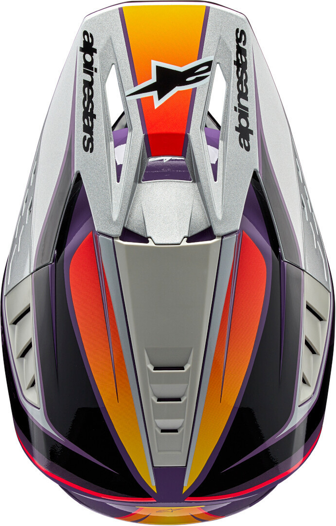 Side view of Alpinestars S-M5 Sail 2024 Motocross Helmet, black-purple-silver, Size S for Men