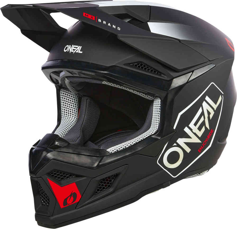 Oneal 3SRS Hexx Casco de motocross negro/blanco/rojo