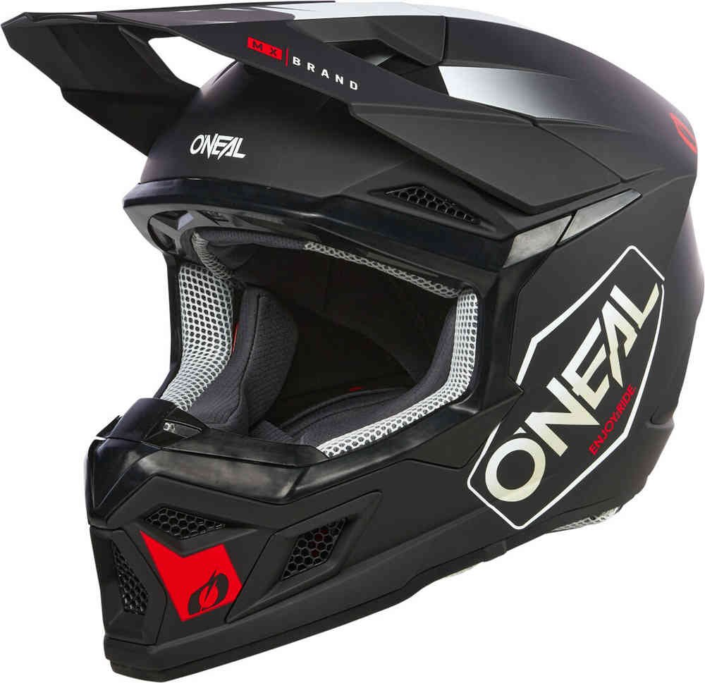 Oneal 3SRS Hexx Casco Motocross Nero/Bianco/Rosso