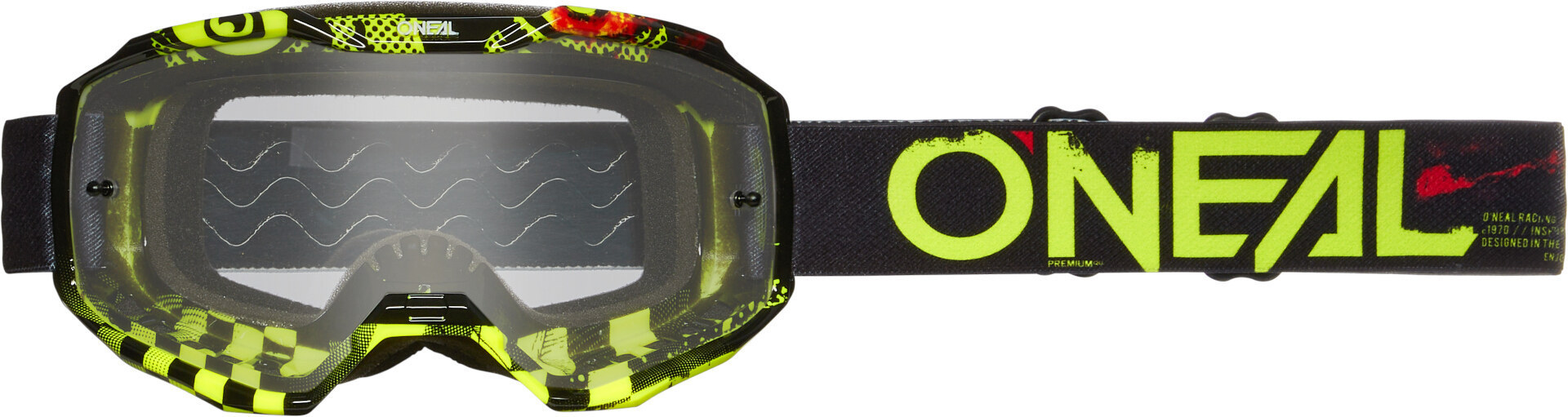 Oneal B-10 Attack Clear Motocross Goggles, black-yellow for Men-image-409035333
