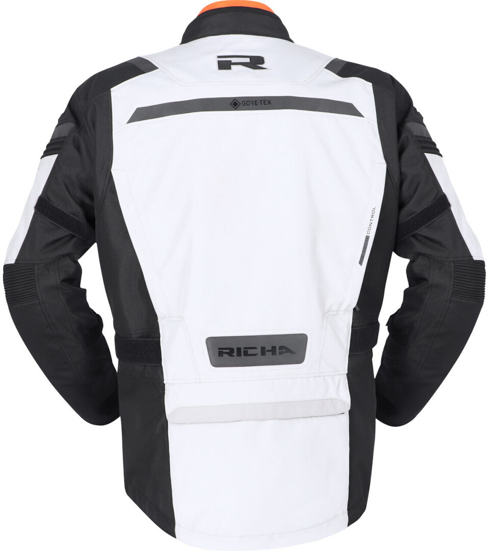 Side view of Richa Brutus Gore-Tex waterproof Motorcycle Textile Jacket, black-grey, Size L for Men