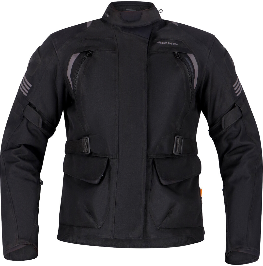 Side view of Richa Phantom 3 waterproof Ladies Motorcycle Textile Jacket, black, Size 6XL for Women