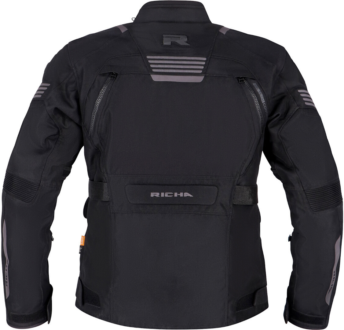 Side view of Richa Phantom 3 waterproof Ladies Motorcycle Textile Jacket, black, Size 6XL for Women