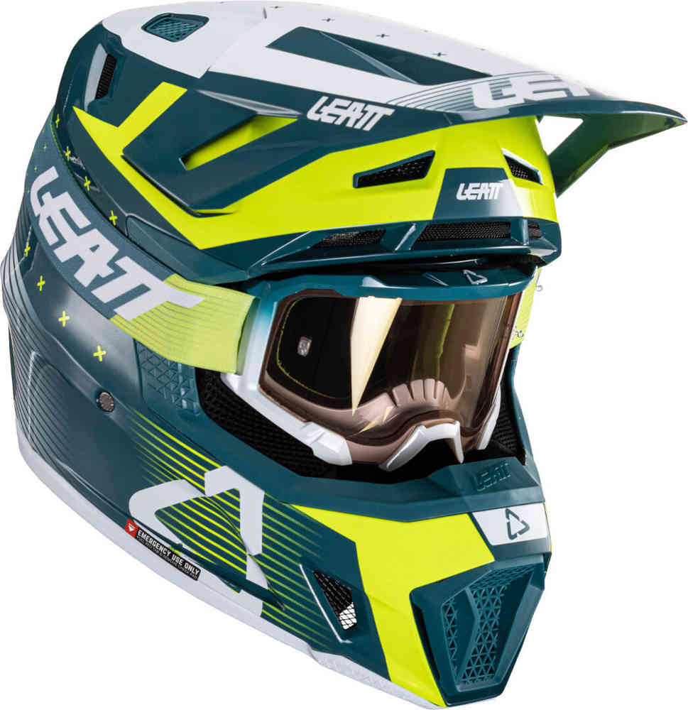 Leatt 7.5 V24 Stripes Motocrosshjälm med skyddsglasögon