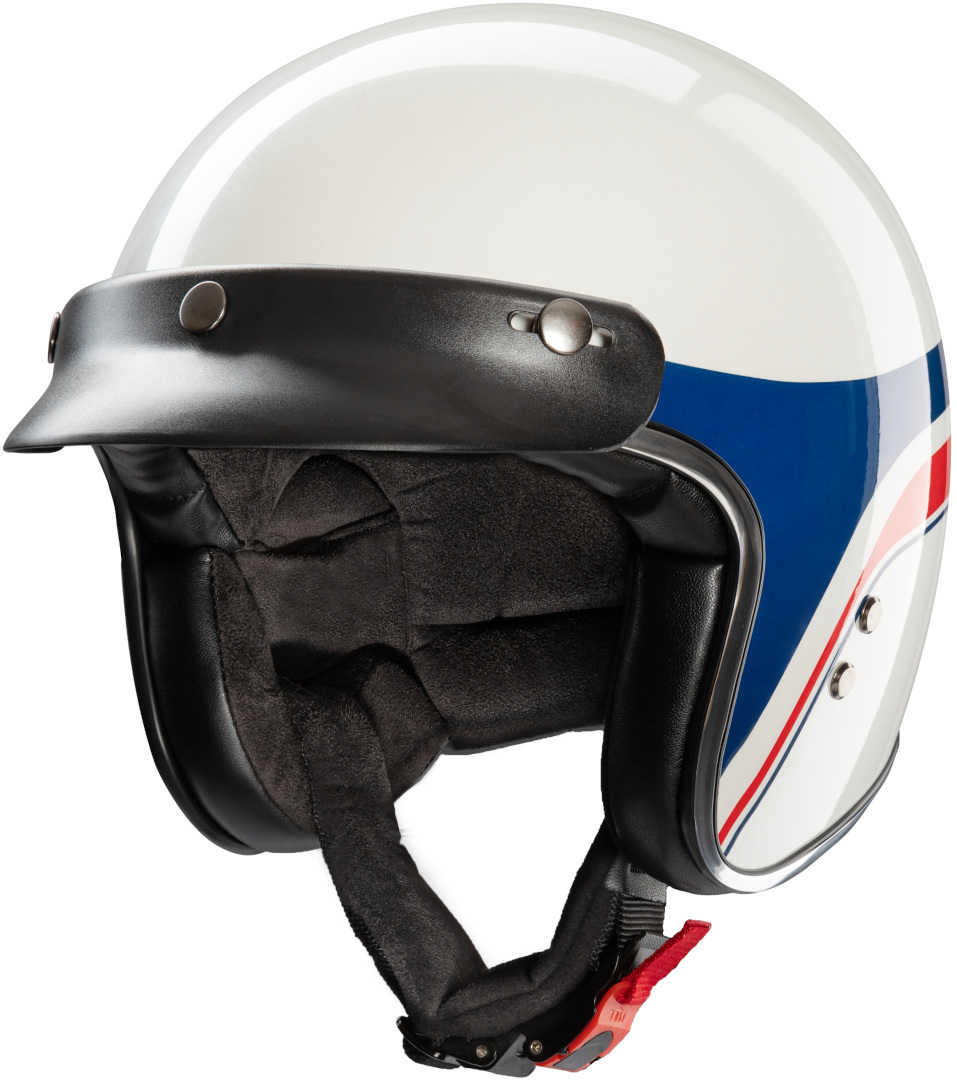 Redbike RB-803 Silverstone Casque jet, blanc-rouge-bleu, taille XL pour Hommes