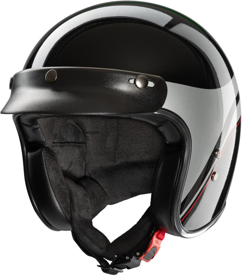 Redbike RB-804 Evolution Casque jet, noir-rouge-argent, taille 2XL pour Hommes