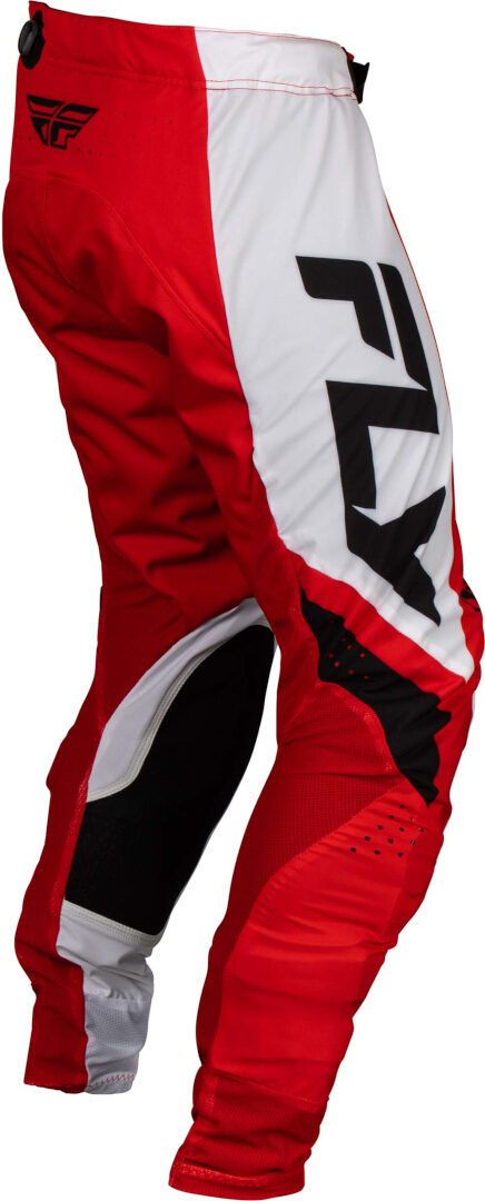 Side view of Fly Racing Lite 2024 Motocross Pants, black-white-red, Size 30 for Men