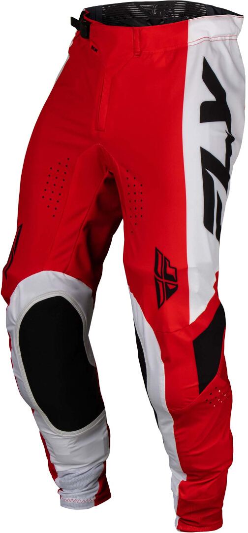 Side view of Fly Racing Lite 2024 Motocross Pants, black-white-red, Size 30 for Men