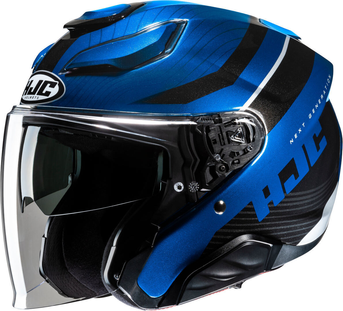 Hjc Unisex Black Blue F31 Naby Jet Helmet, Black-Blue, Size M
