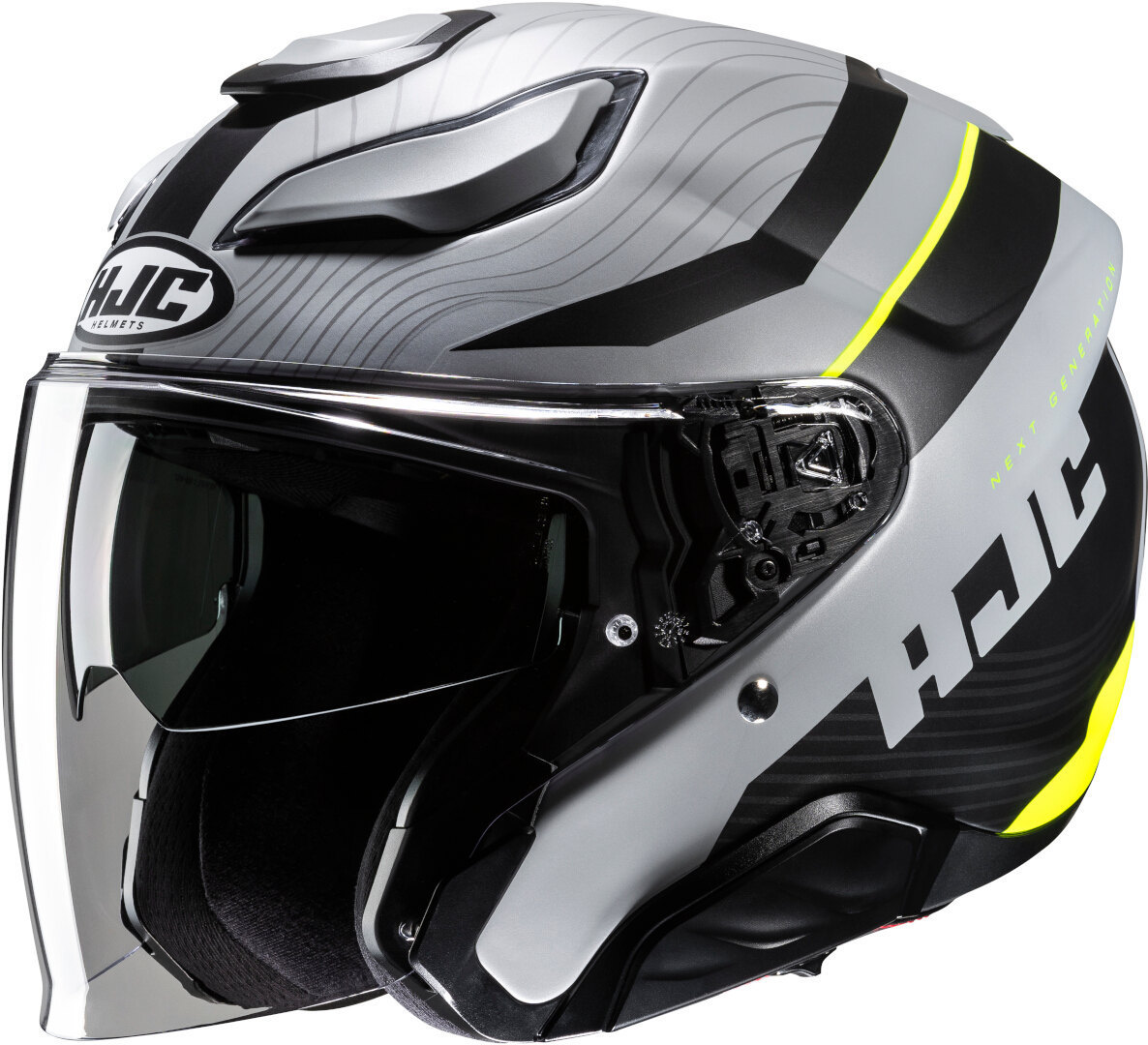 Hjc Unisex Black Grey Yellow F31 Naby Jet Helmet, Black-Grey-Yellow, Size S