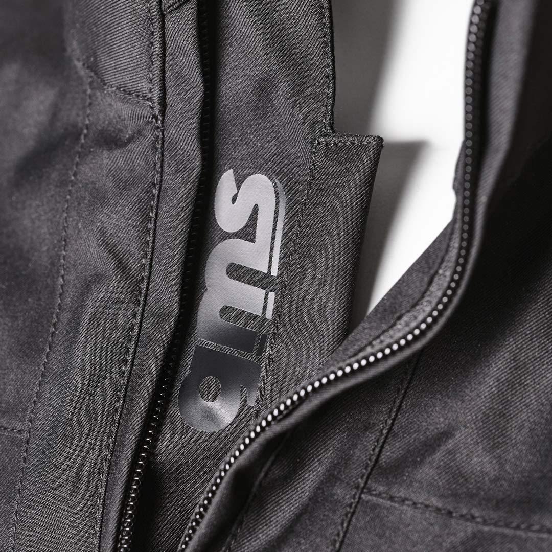 Side view of GMS Downtown waterproof Motorcycle Textile Jacket, black, Size M for Men