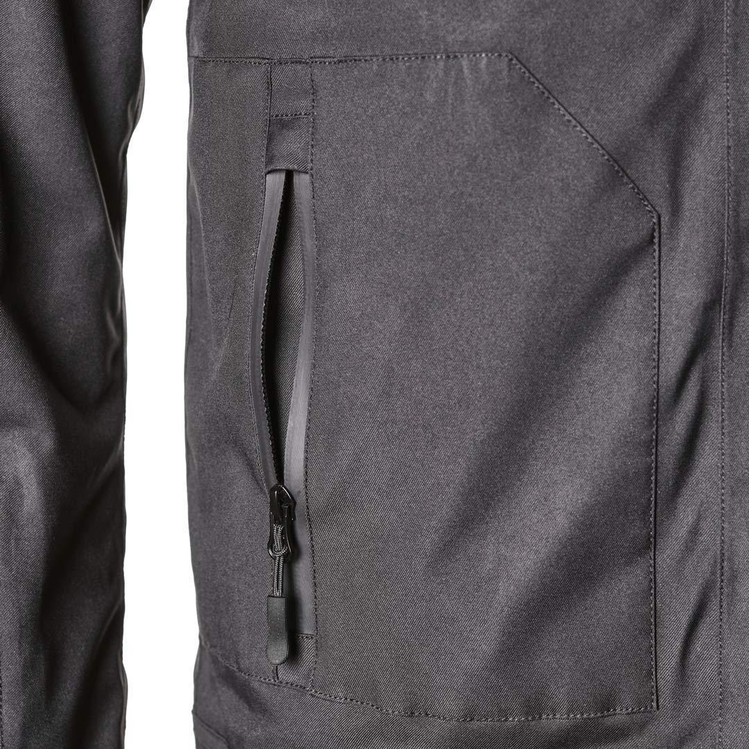 Side view of GMS Downtown waterproof Motorcycle Textile Jacket, black, Size M for Men