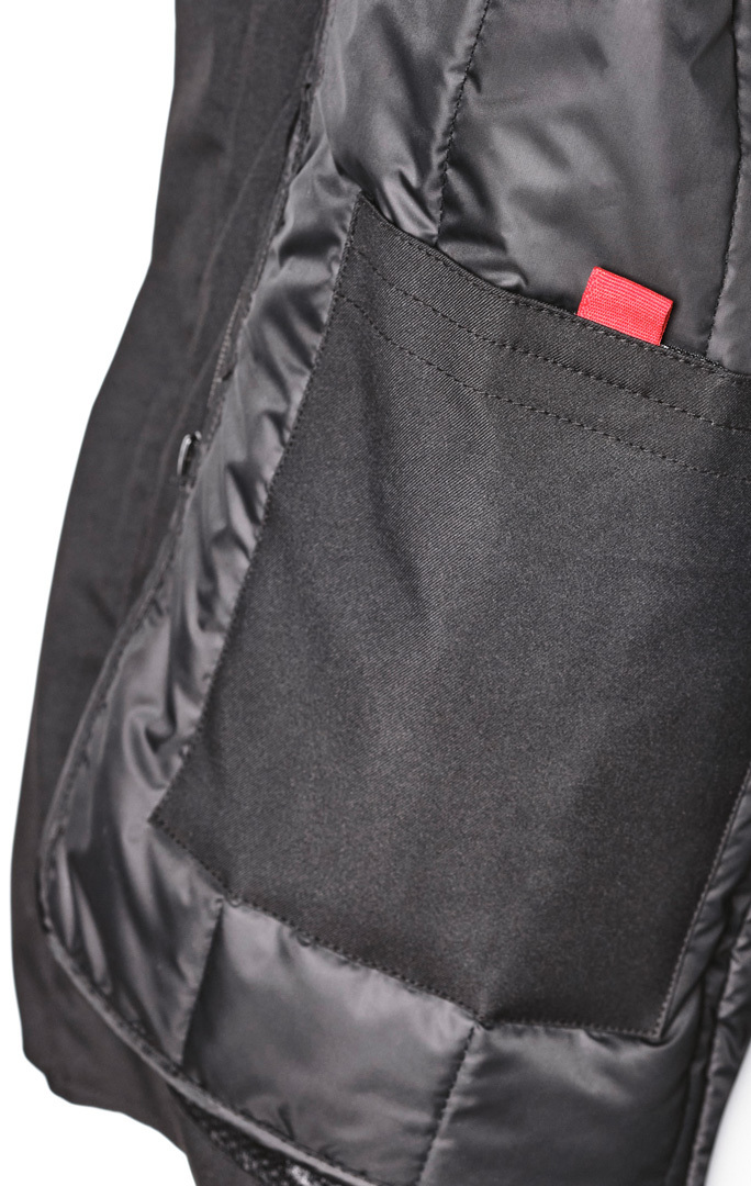 Side view of GMS Downtown waterproof Motorcycle Textile Jacket, black, Size M for Men