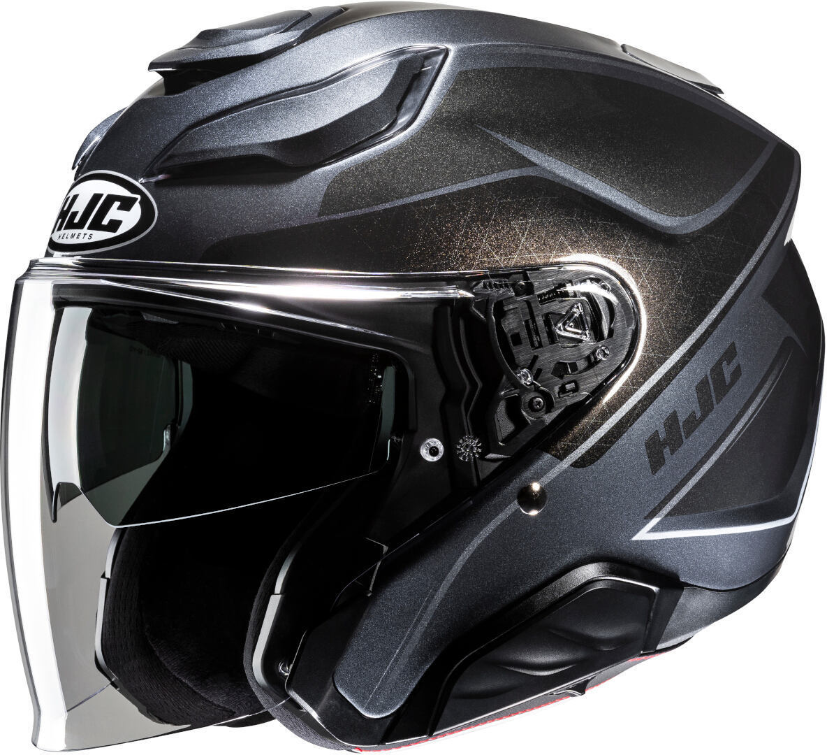 HJC F31 Ludi Jet Helmet, black-grey-silver, Size 2XL for Men-image-968844381
