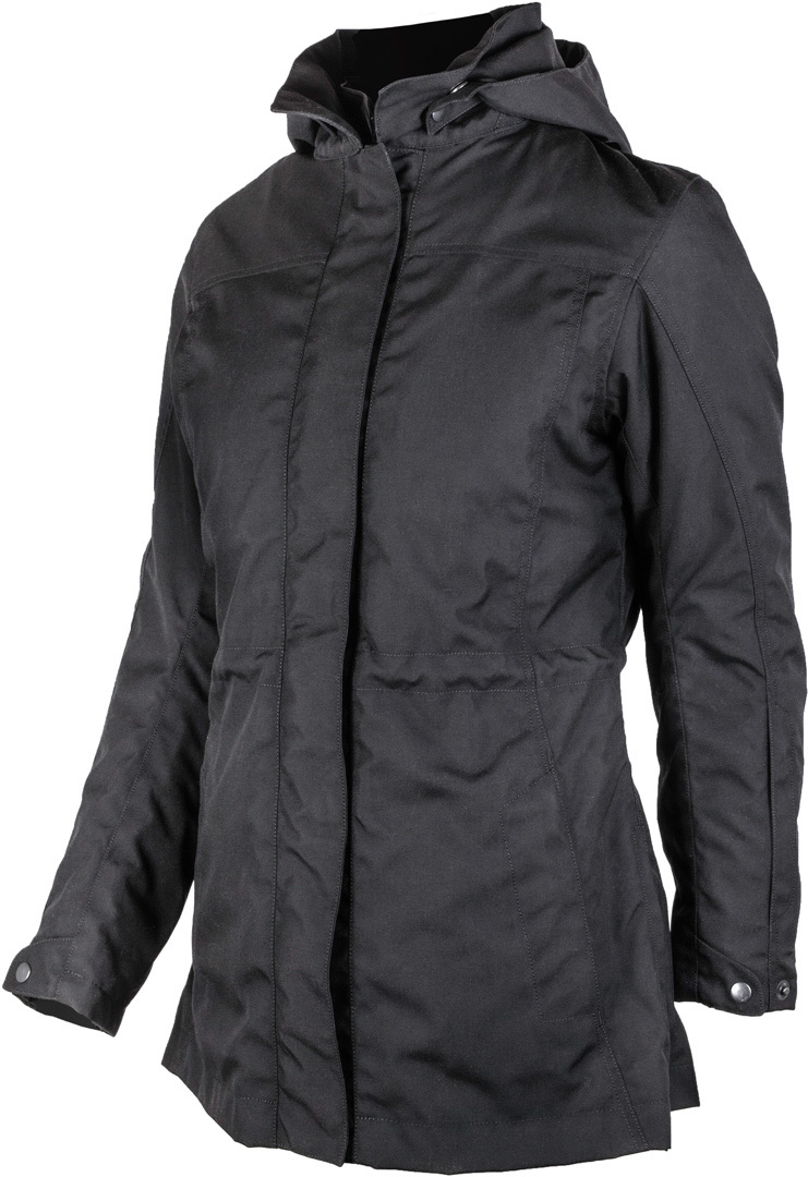Side view of GMS Francine waterproof Ladies Motorcycle Textile Jacket, black, Size 3XL for Women