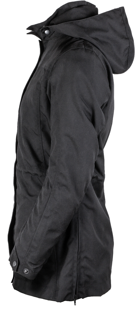 Side view of GMS Francine waterproof Ladies Motorcycle Textile Jacket, black, Size 3XL for Women