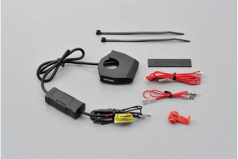Side view of Daytona Slim USB Type-A Power Supply (2 inputs) - Handlebars Ø22,2/25,4