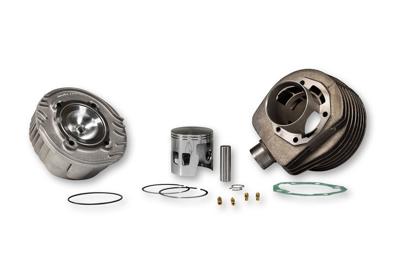 Side view of MALOSSI Cylinder-Kit Ø 63 Cast Iron Cylinder, green