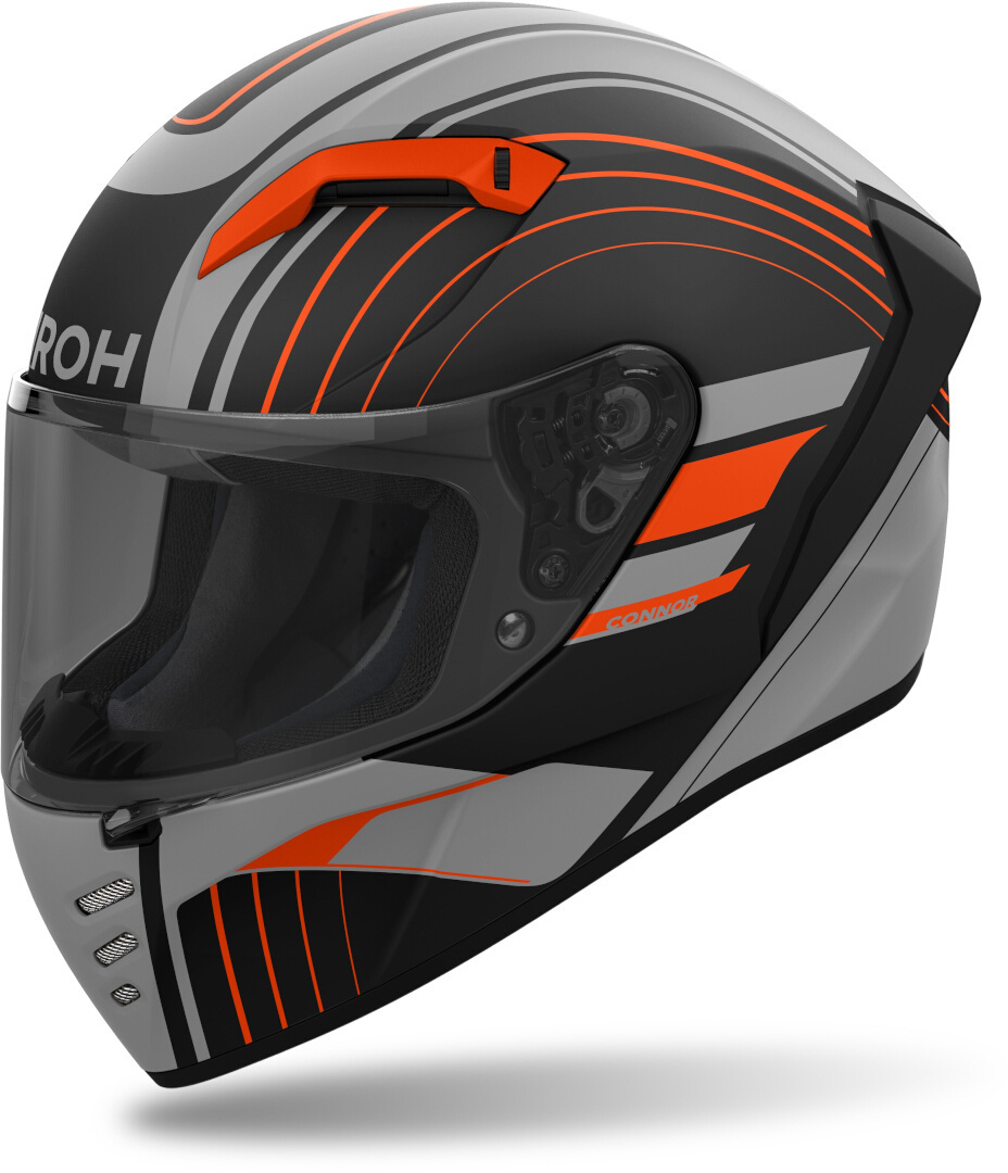Airoh Men's Black Grey Orange Connor Achieve Helmet, Black-Grey-Orange, Size L For
