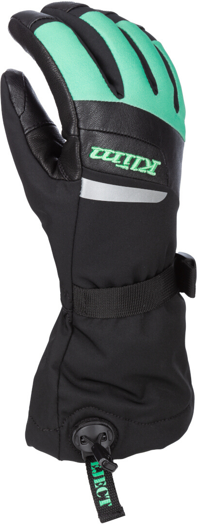 Klim Radiate Gauntlet Ladies Snowmobile Gloves, Black-Green, Size L For Women-image