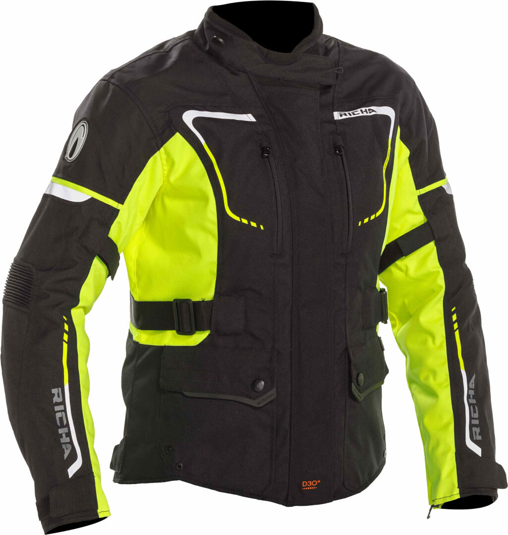 Richa Phantom 2 waterproof Ladies Motorcycle Textile Jacket, black-yellow, Size 3XL for Women