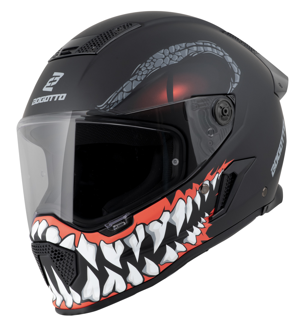Side view of Bogotto Rapto Reptile Helmet, black-red, Size L for Men