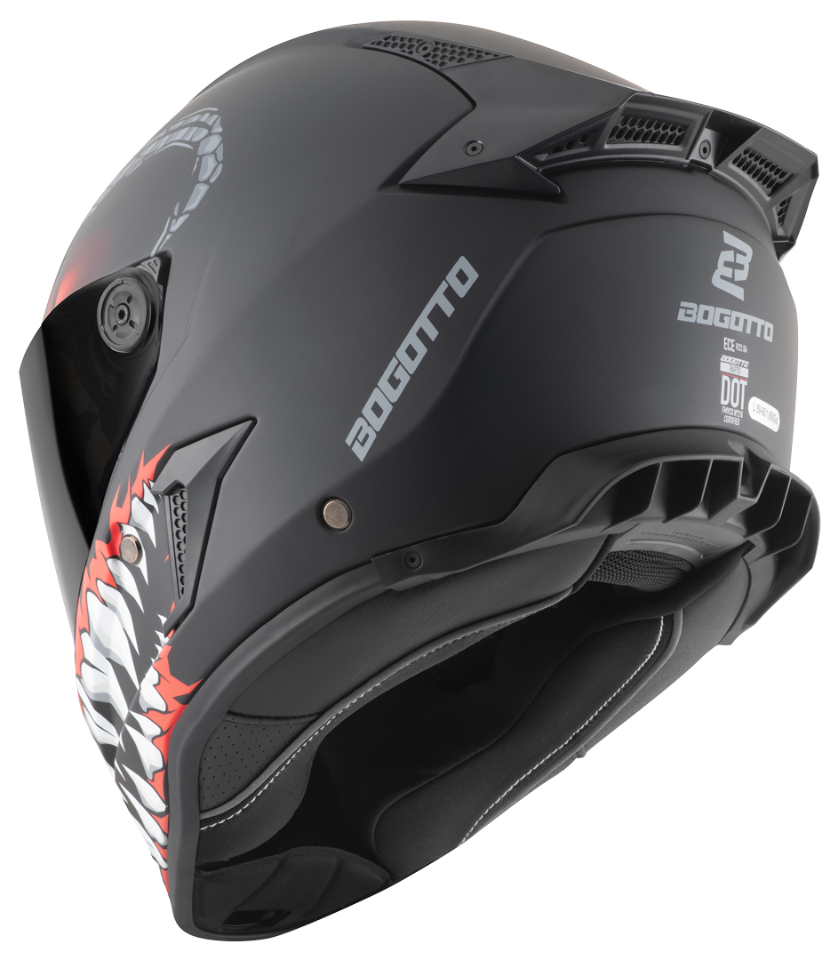 Side view of Bogotto Rapto Reptile Helmet, black-red, Size L for Men