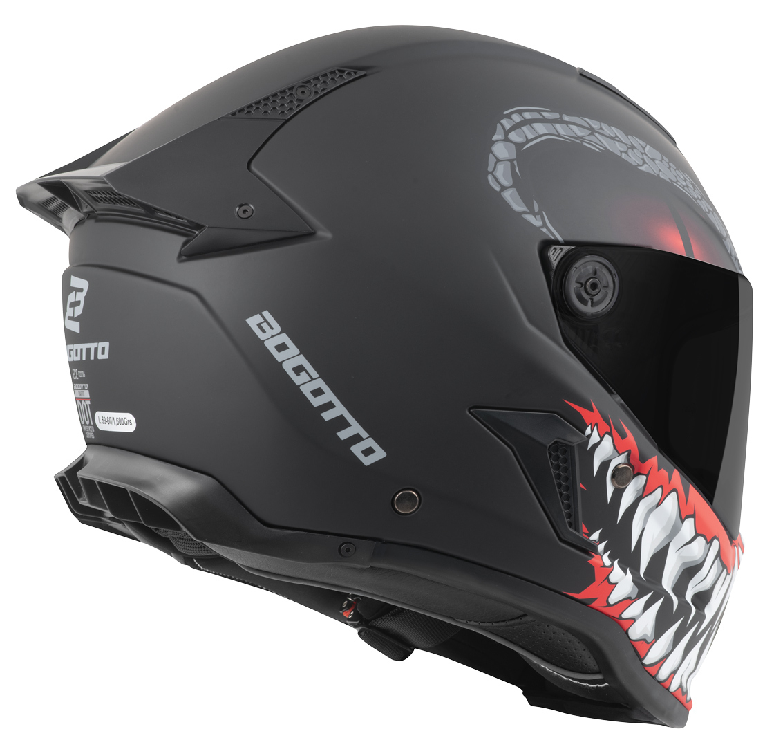 Side view of Bogotto Rapto Reptile Helmet, black-red, Size L for Men