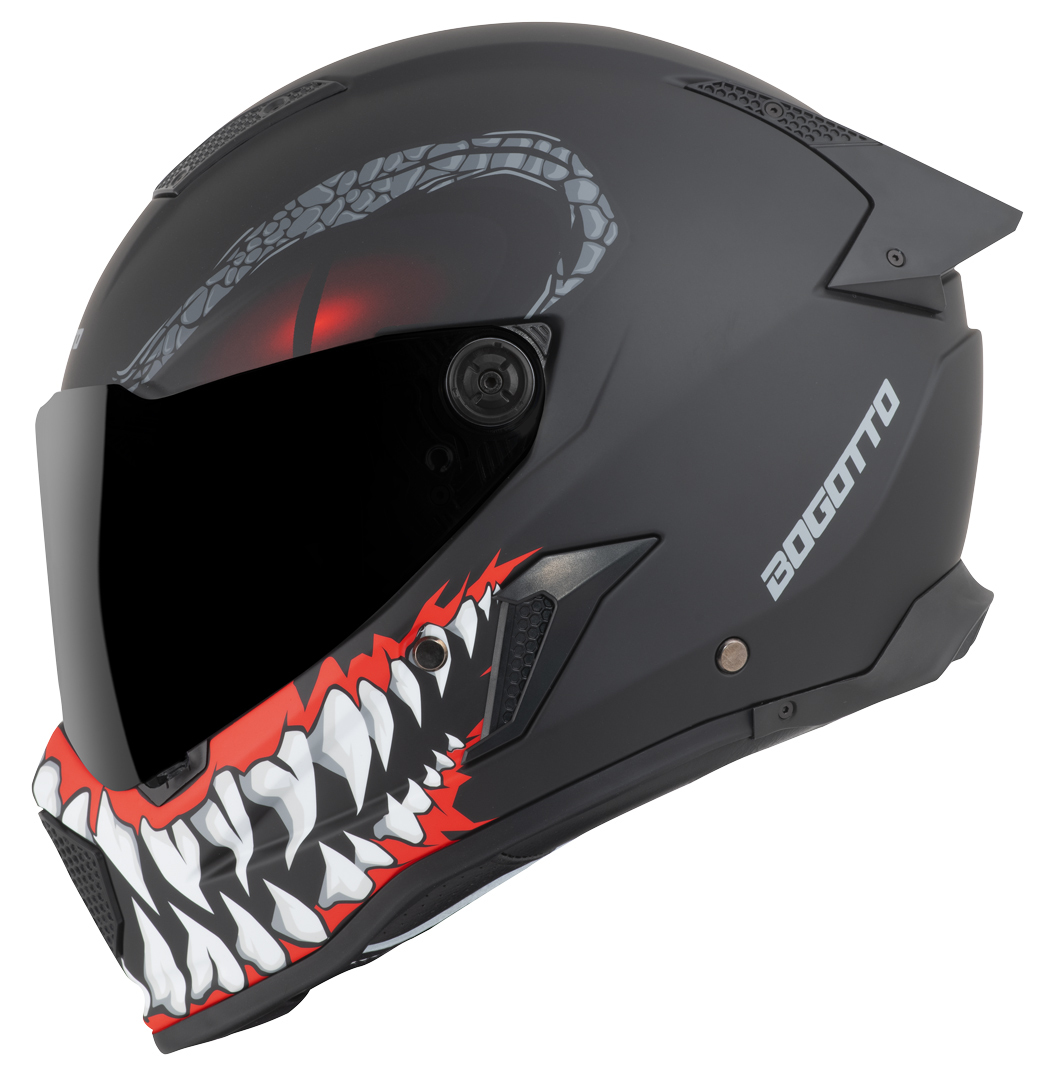 Side view of Bogotto Rapto Reptile Helmet, black-red, Size L for Men