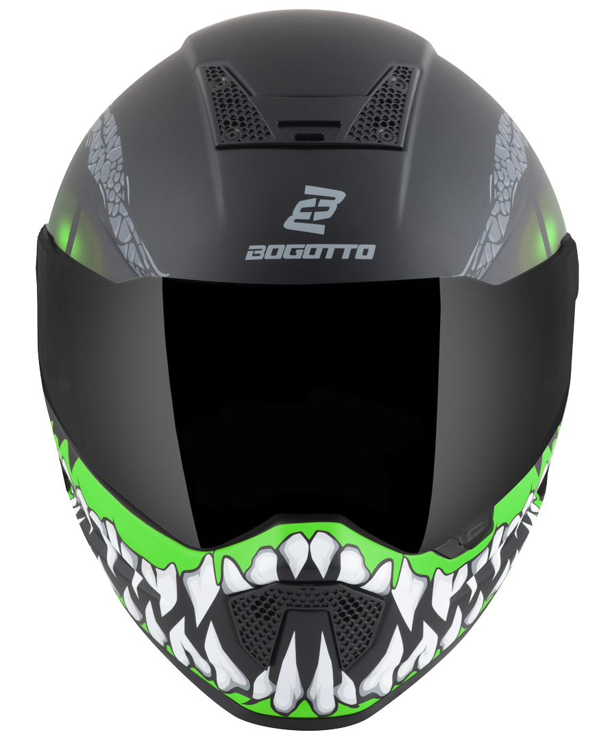 Side view of Bogotto Rapto Reptile Helmet, black-green, Size XS for Men