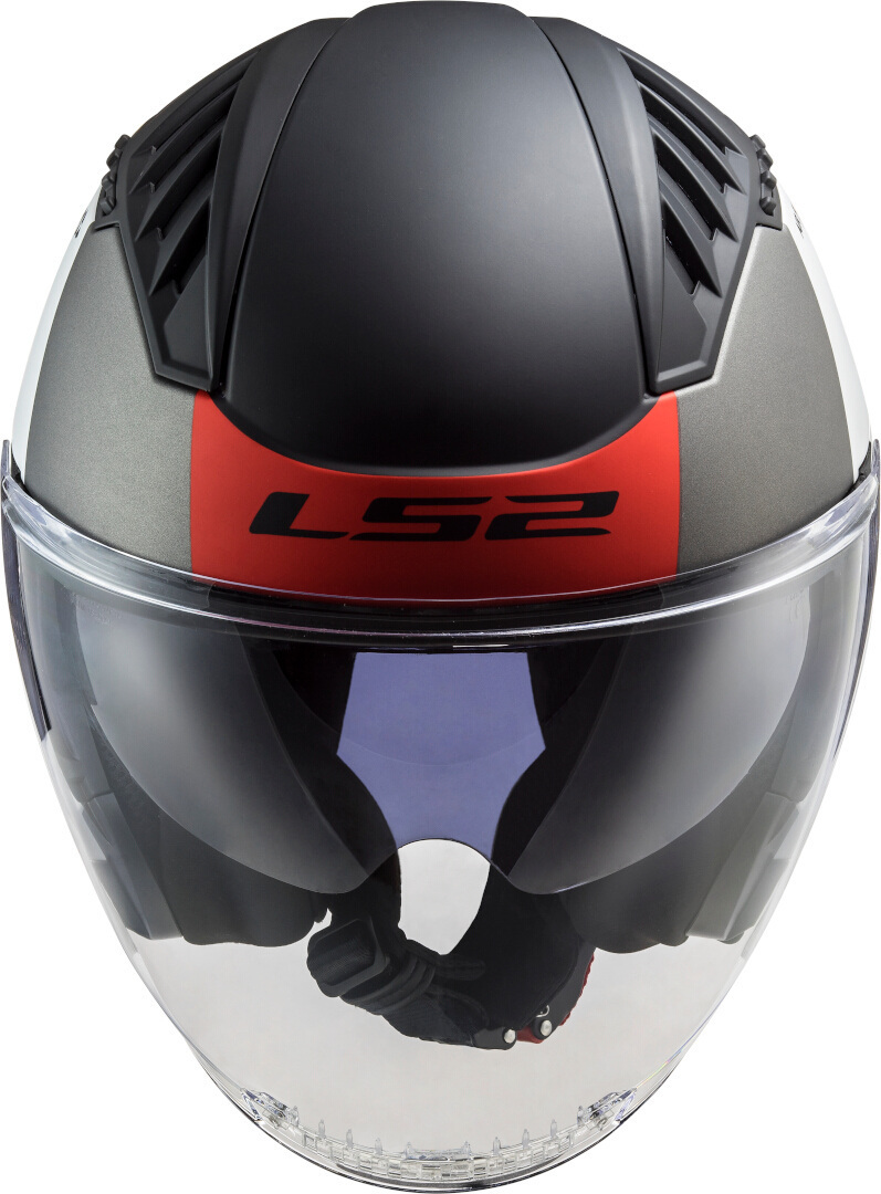 Photos - Motorcycle Helmet LS2 OF600 Copter II Urbane Jet Helmet, black-white-red, Size L for Men 