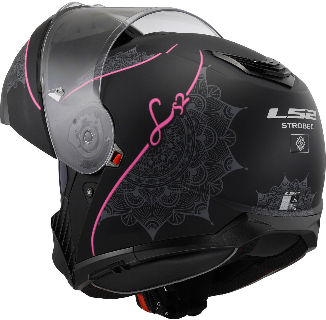 Side view of LS2 FF908 Strobe II Lux Helmet, black-pink, Size 3XL for Men