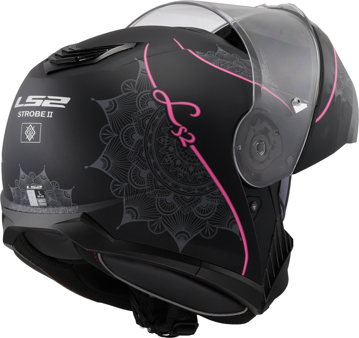 Side view of LS2 FF908 Strobe II Lux Helmet, black-pink, Size 3XL for Men