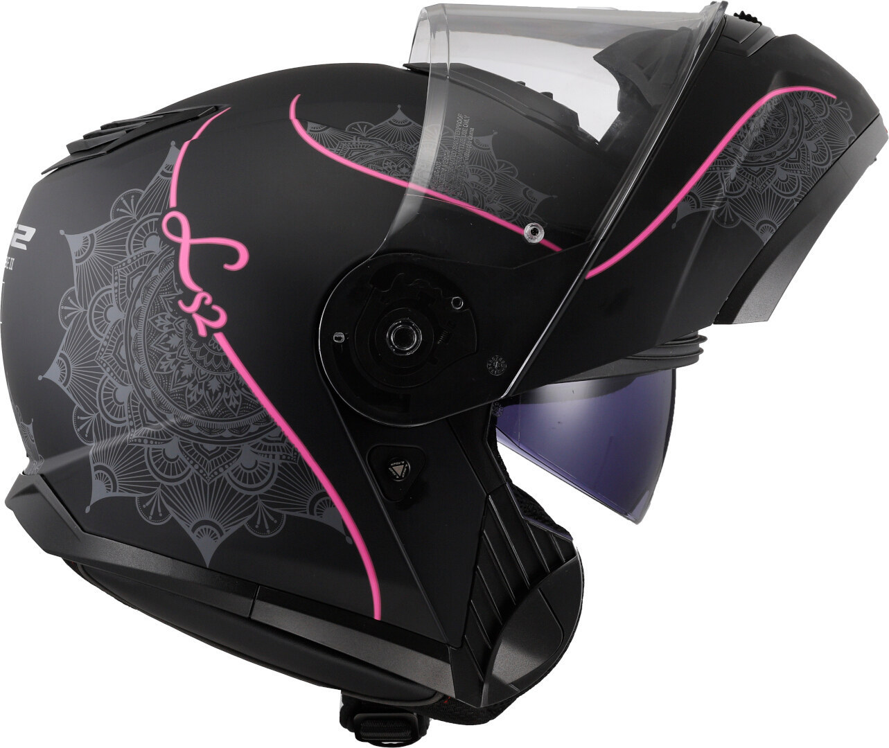 Side view of LS2 FF908 Strobe II Lux Helmet, black-pink, Size 3XL for Men