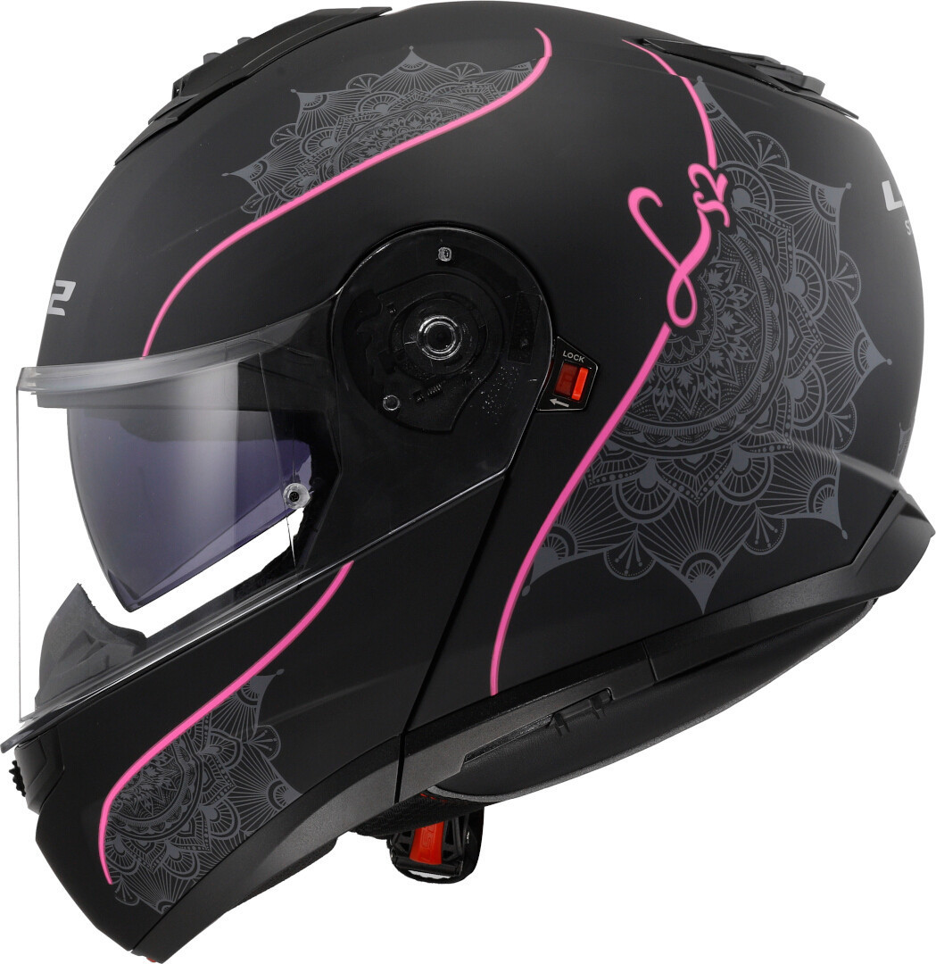 Side view of LS2 FF908 Strobe II Lux Helmet, black-pink, Size 3XL for Men