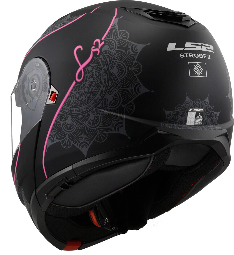 Side view of LS2 FF908 Strobe II Lux Helmet, black-pink, Size 3XL for Men